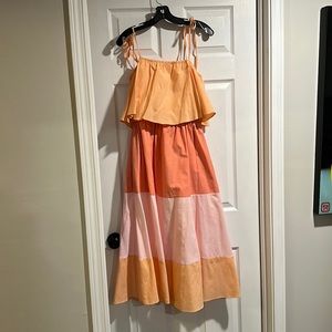 English Factory Pink & Orange color block summer dress S